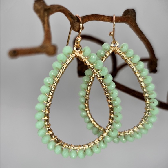 Anthro Del Mar Beaded Tear Drop Earrings - Picture 2 of 2